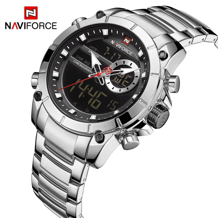 NAVIFORCE NF9163 Dual Time Stainless Steel Men's Watch