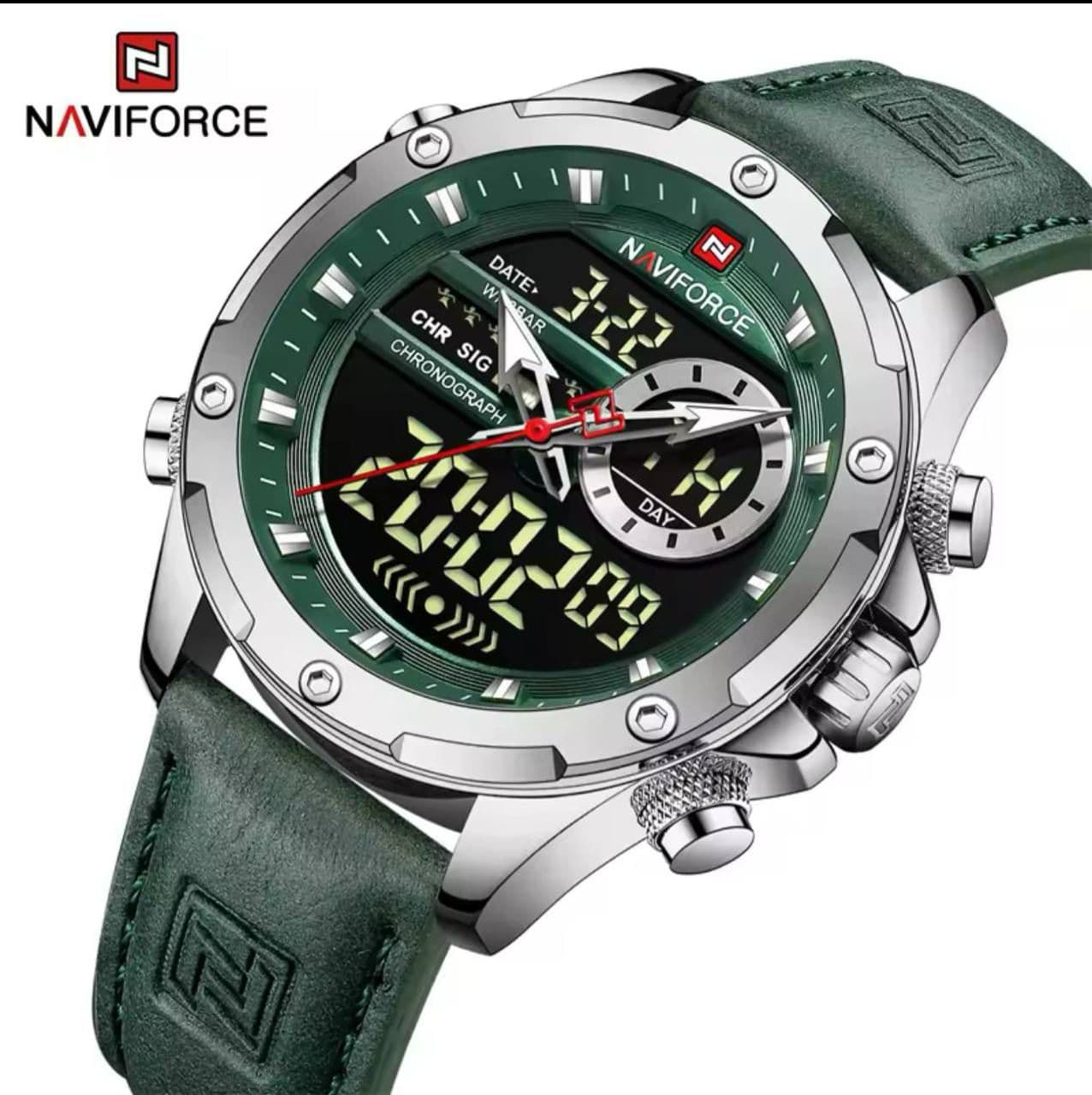 NAVIFORCE NF9208 Dual Time Leather Strap Gents Watch