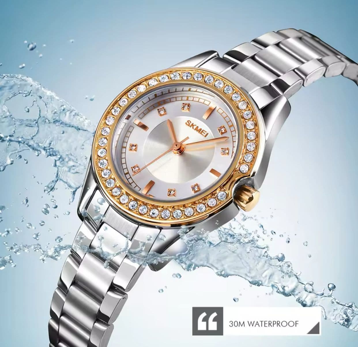 SKMEI 1534 Iced Out Stainless Steel Ladies Watch